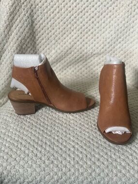 Lucky Brand Women's Open-Toe Heeled Bootie - Brown
